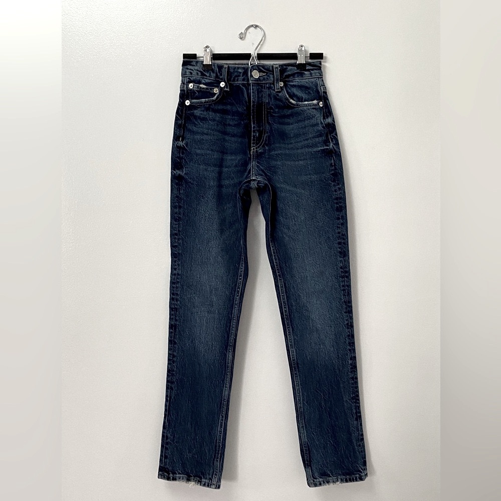 Zara Denim Straight Leg High Rise Jeans